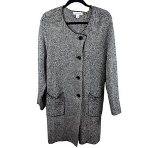 Liz Claiborne Women's Size XXL Herringbone Knit Long Cardigan Sweater Jacket Y2k